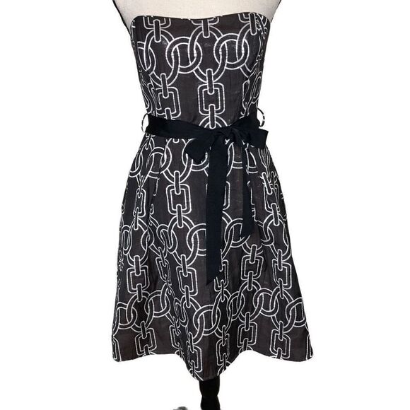 Anthropologie Corey Lynn Calter Dk Brown & Silver Strapless Cocktail Dress 6 - Picture 1 of 12